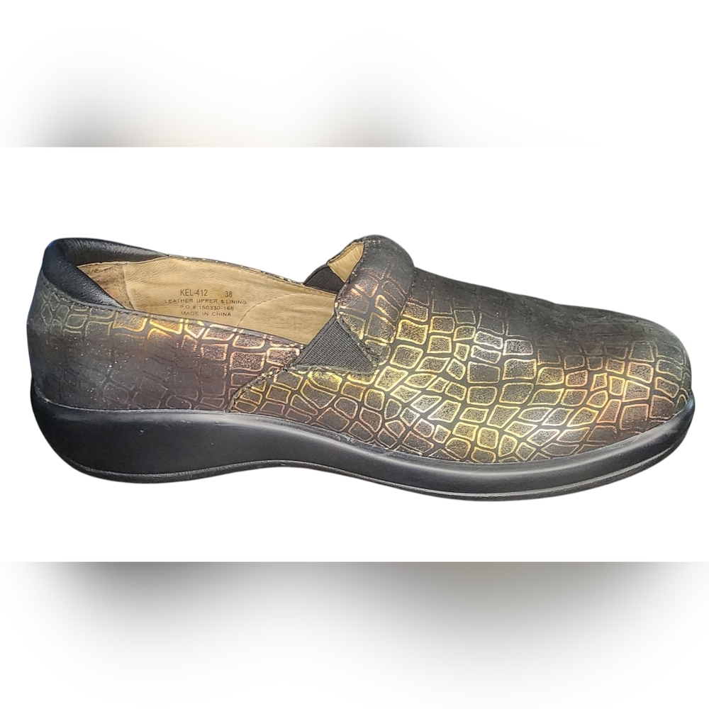 ALEGRIA Keli Fancy Giraffe Gold and Black Clogs, Womens 38 EU (8-8.5 US) - Picture 7 of 10